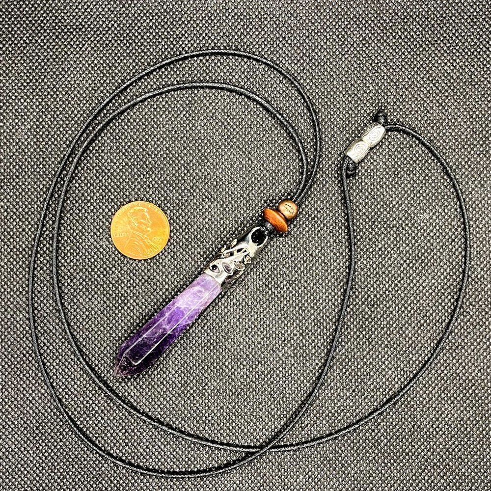 Amethyst Crystal Point Necklace | Handmade - Picture 6 of 6